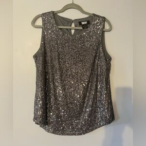 DKNY Silver Sequin Women's Top -Sz L -Worn once